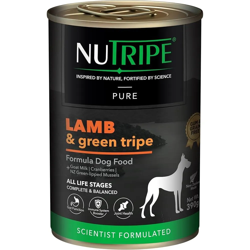 20% OFF: Nutripe Pure Lamb & Green Tripe Gum & Grain-Free Canned Dog Food