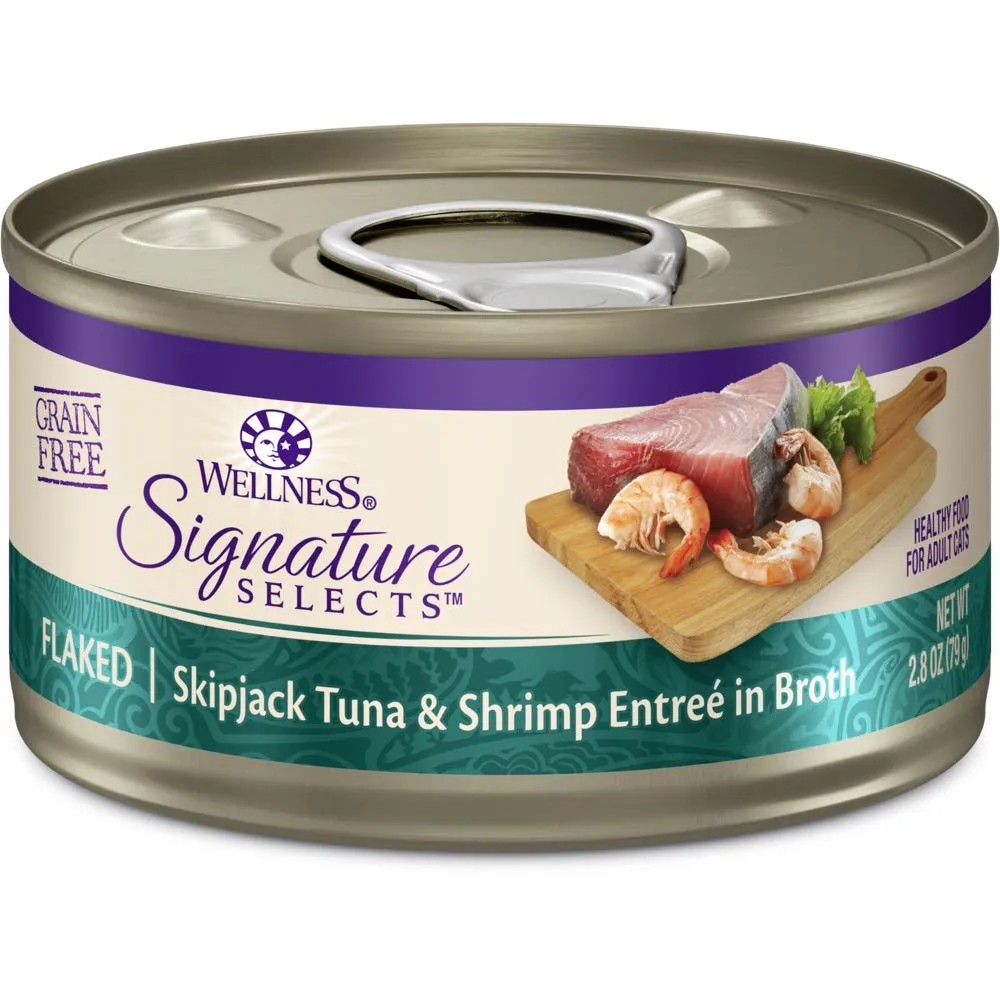20% OFF: Wellness CORE Signature Selects Flaked Skipjack Tuna & Shrimp Grain-Free Canned Cat Food