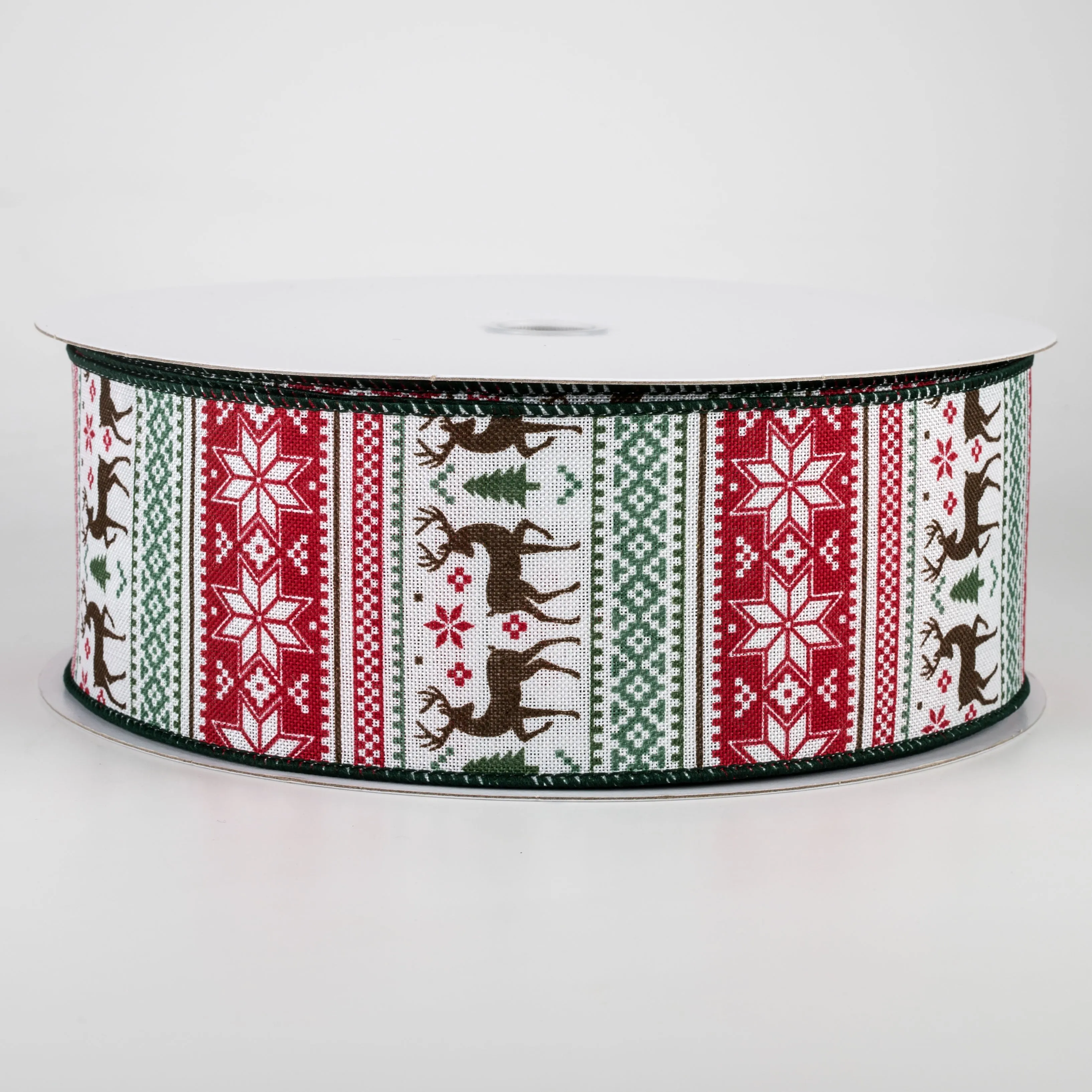 2.5" Sweater Print Ribbon: Black, Hunter Green, Red (50 Yards)