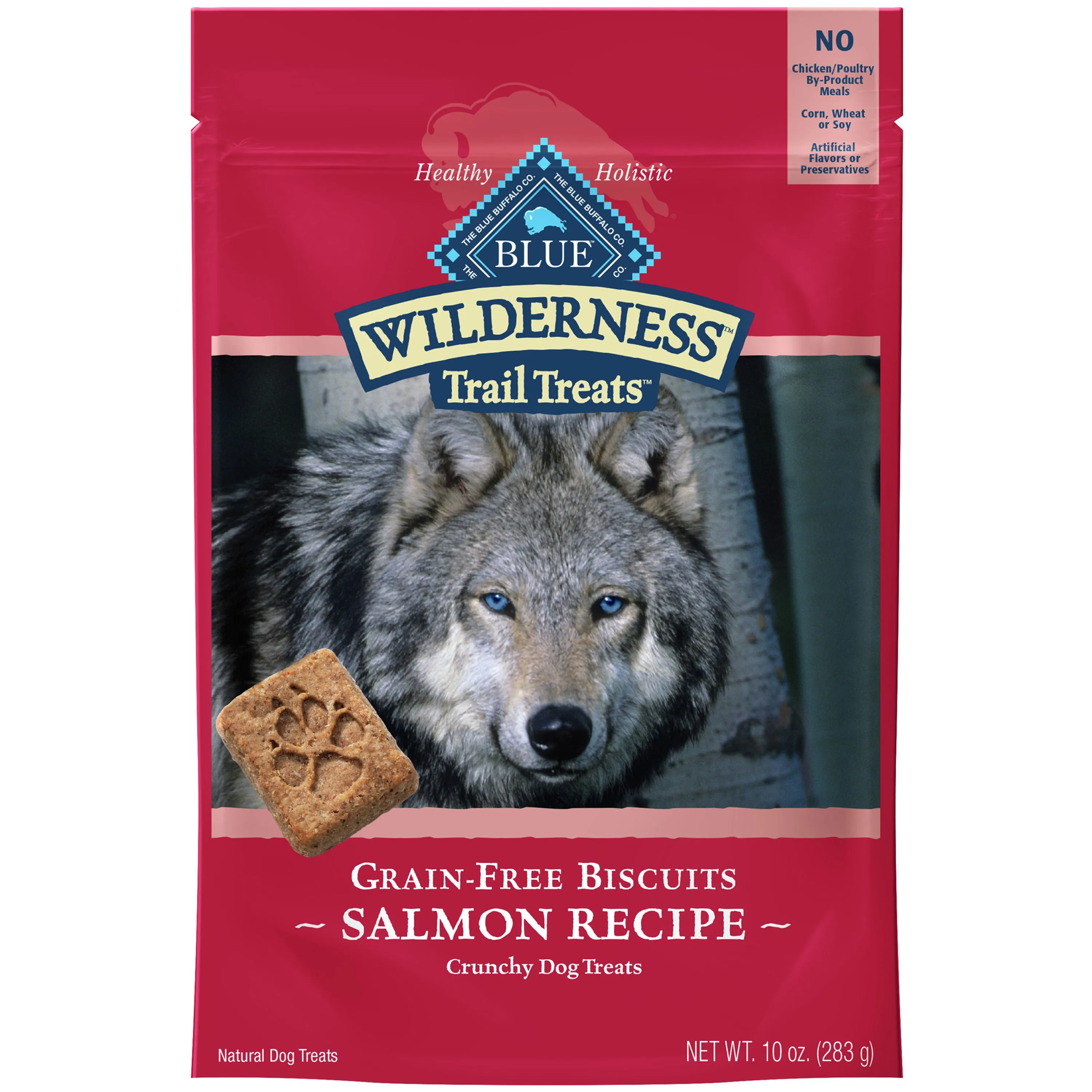 Blue Buffalo Wilderness Trail Treats High Protein Grain Free Crunchy Dog Treats Biscuits, Salmon Recipe, 10-oz Bag