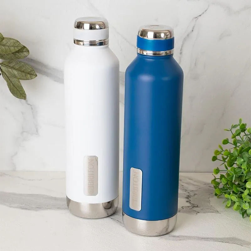 Bristo Sip 750 ML Hot & Cold Thermos Water Bottle (White & Blue) - Set Of Two
