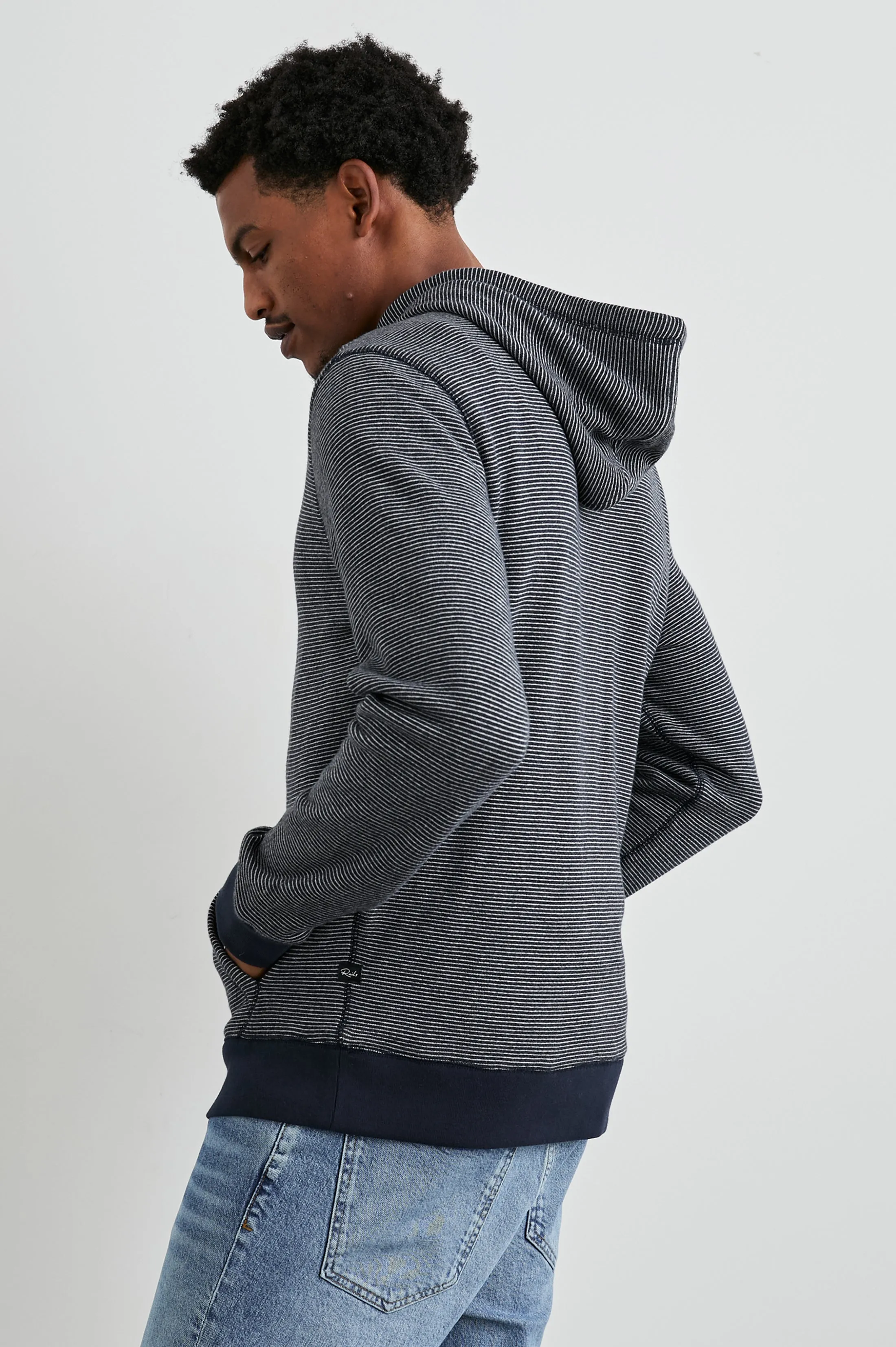 CALVIN HOODIE - NAVY CREAM STRIPE