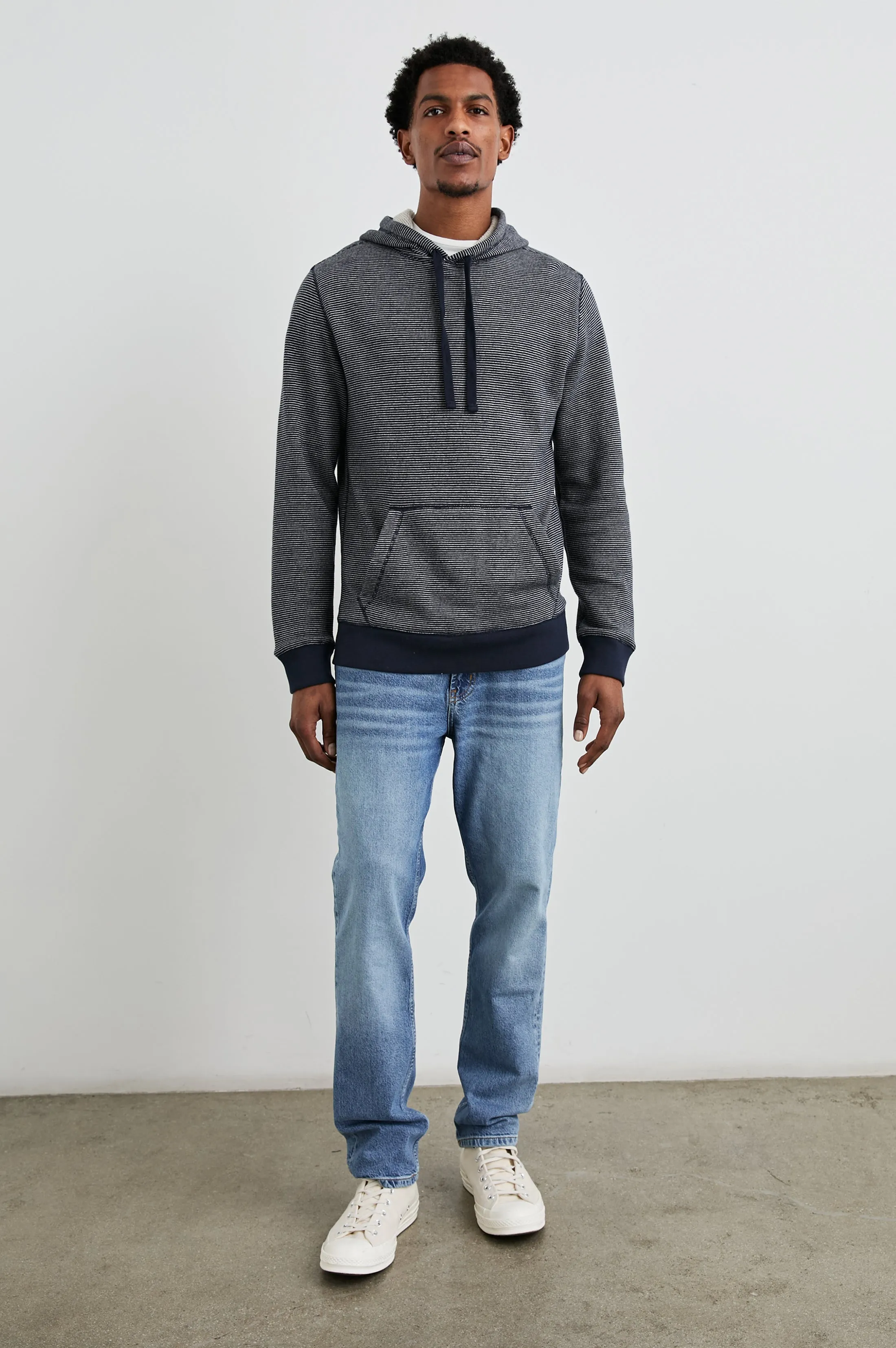 CALVIN HOODIE - NAVY CREAM STRIPE