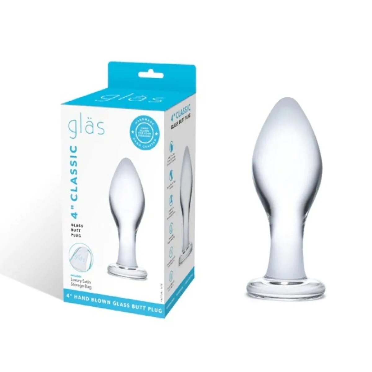 Glas Classic Butt Plug Clear 4 Inch