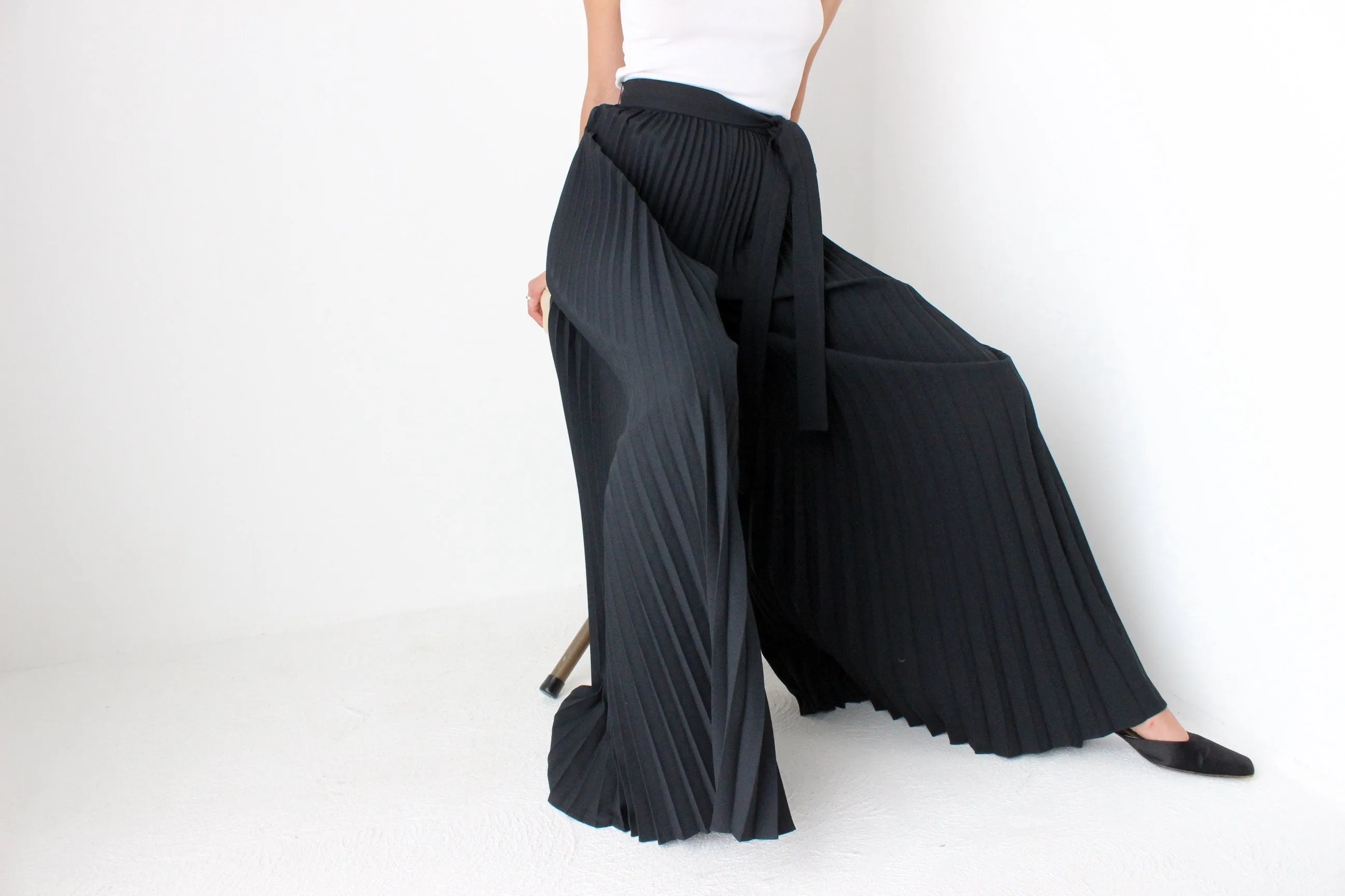 Incredible 70s Pleated Crepe 1 METRE Wide Bell Bottom Flares