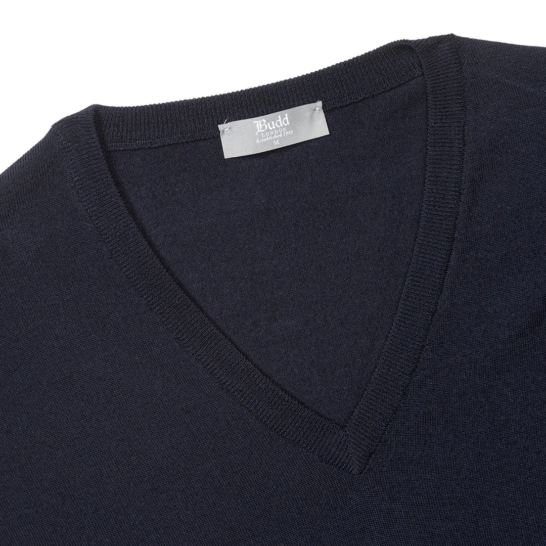 Plain Wool Slip Over Jumper in Dark Navy