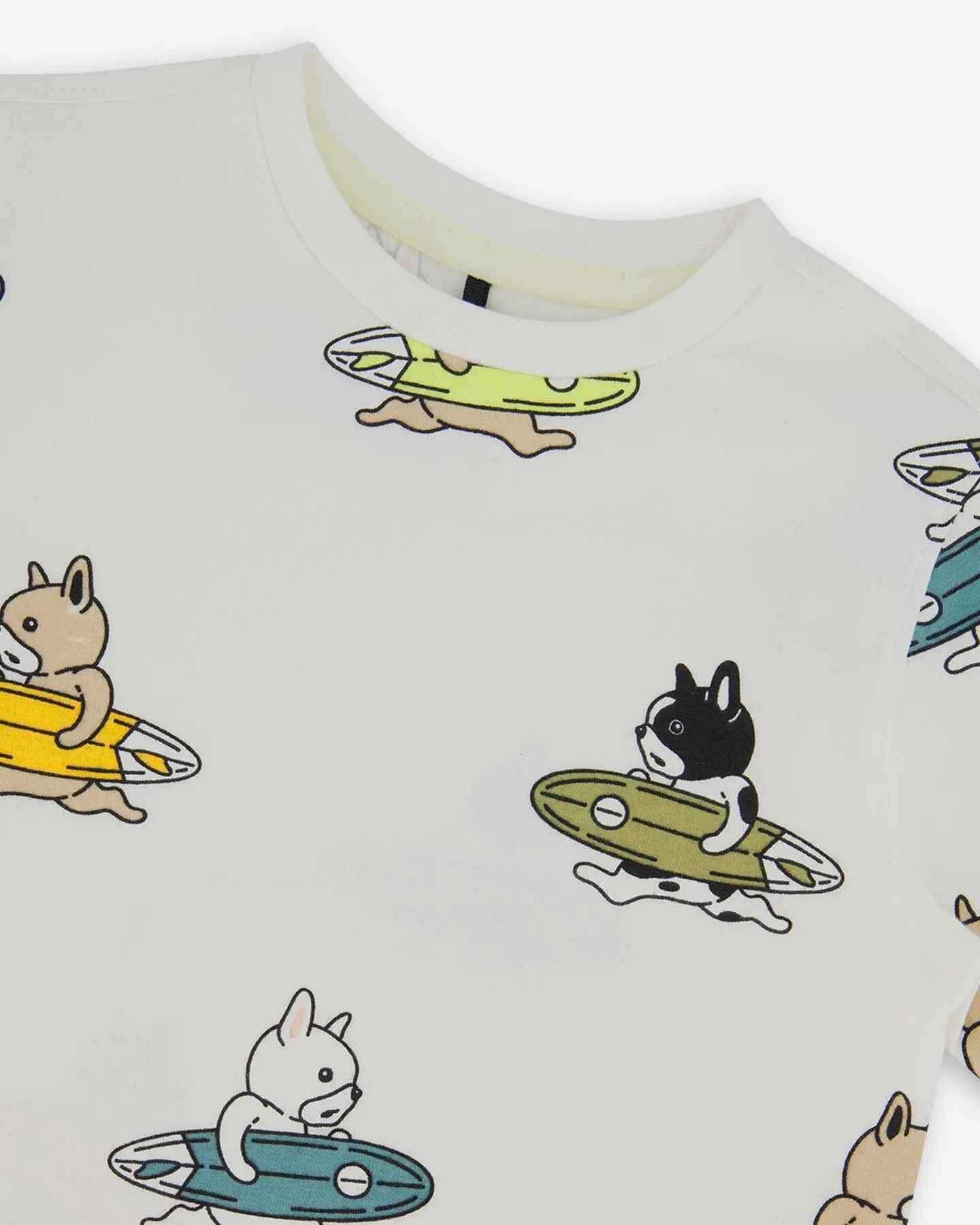 Printed Organic Cotton Tee Multicolored Splash On Off-White