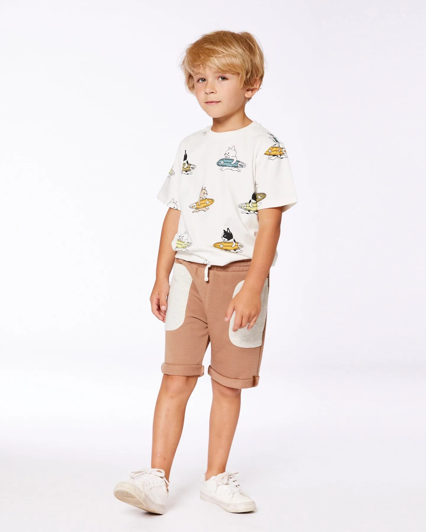 Printed Organic Cotton Tee Multicolored Splash On Off-White