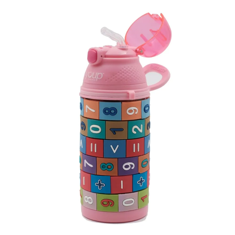 Youp Stainless Steel Insulated Pink Color Kids Sipper Bottle Yp402 - 400 Ml